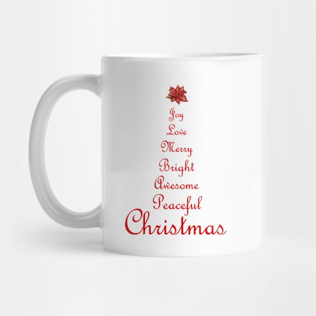 Christmas Tree Word Art Script Typography in Red by Star58